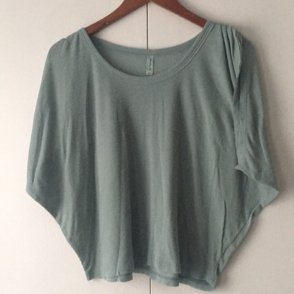 Free People blue ribbed shirt